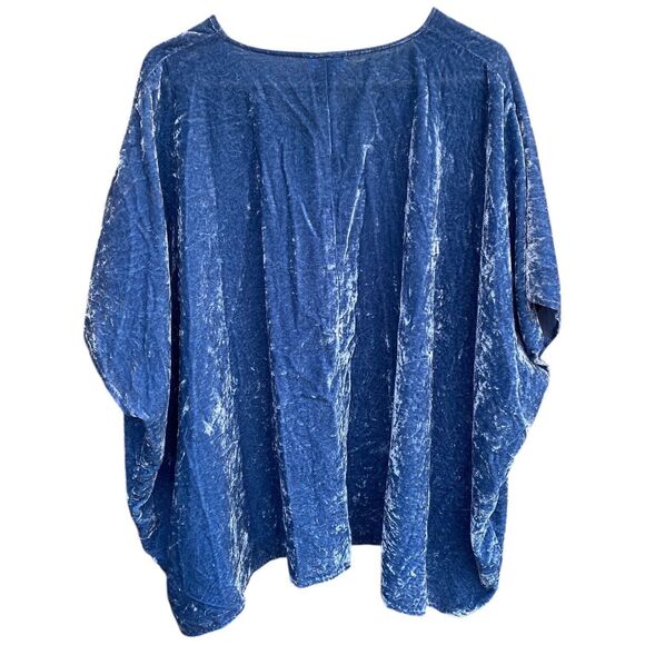 Pure Jill Elements Oversized Top Sky Blue Crushed Velvet Boxy Lagenlook Size L - Picture 7 of 14